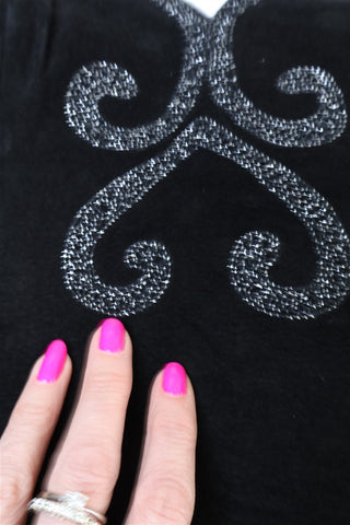 מחוך וינטיג זמש בשחור עם ניטים- XS-S