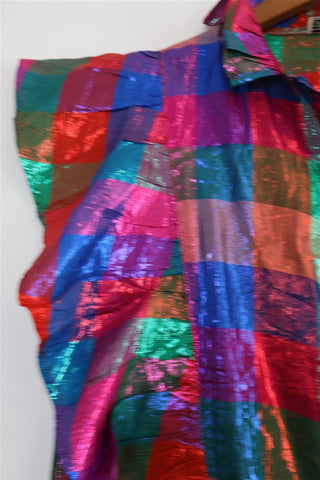 חולצת וינטיג משבצות מטאלית- M-L