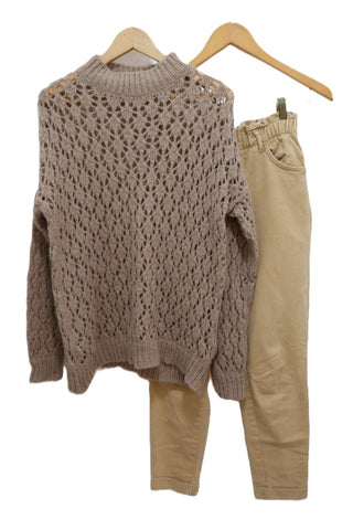 אוברסייז סריג MANGO בחום- XS-M