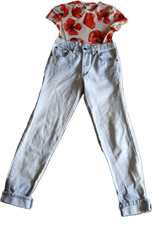 מכנסי ג'ינס  LEVIS ישרים בתכלת לבן - S