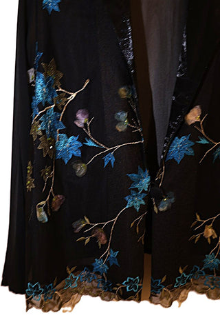 גקט שיפון וינטיג רקמת פרחים בשחור- L-XL