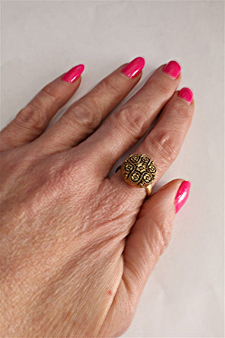 טבעת מעוצבת פרח נחושת-OS