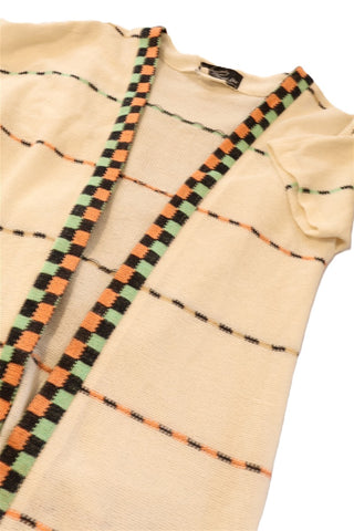 עליונית סריג וינטיג שמנת ומשבצות- M-L