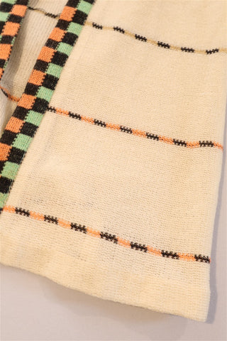 עליונית סריג וינטיג שמנת ומשבצות- M-L