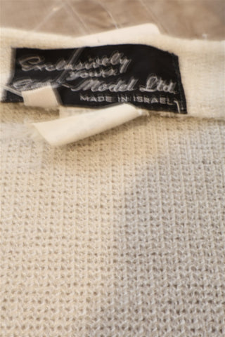 עליונית סריג וינטיג שמנת ומשבצות- M-L