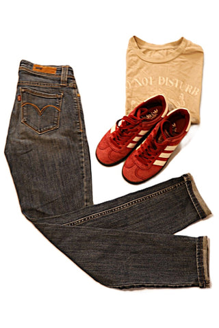 גינס LEVI'S סקיני בכחול כהה משופשף- XS-S