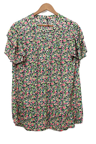 חולצה נשפכת פרחונית צבעונית - XL-XXL