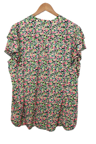 חולצה נשפכת פרחונית צבעונית - XL-XXL
