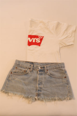 חצאית ג'ינס מיני בכחול תכלת - XXS-XS