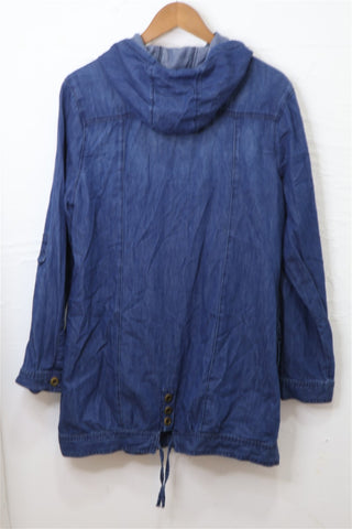 חולצת ג'קט ג'ינס עם קפוצ'ון בכחול ג'ינס - L-XL