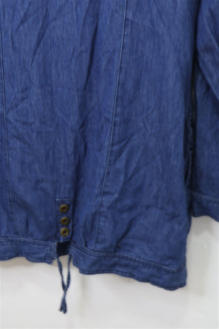 חולצת ג'קט ג'ינס עם קפוצ'ון בכחול ג'ינס - L-XL