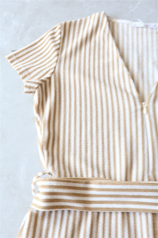 אוברול פסים MANGO  בשמנת וכאמל - S-M