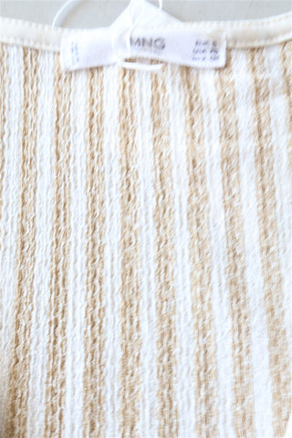 אוברול פסים MANGO  בשמנת וכאמל - S-M