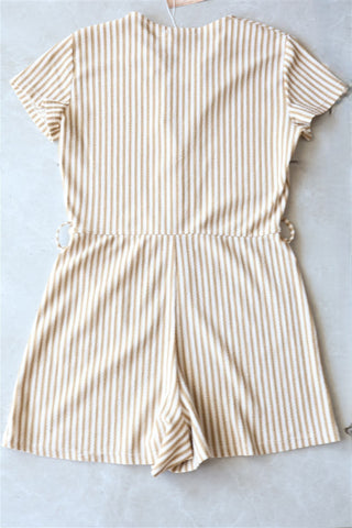 אוברול פסים MANGO  בשמנת וכאמל - S-M