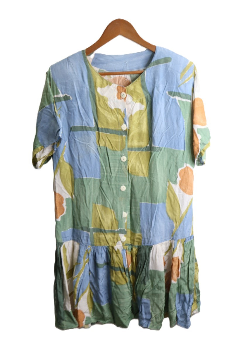 שמלת וינטיג צבעונית בגזרה ישרה - L-XL