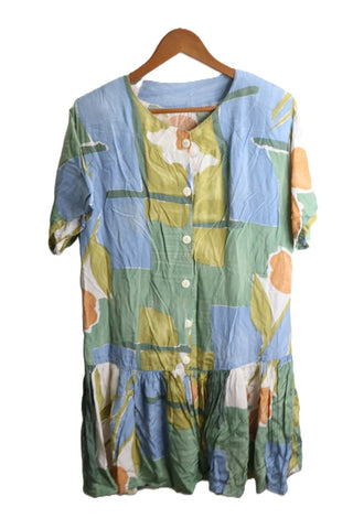 שמלת וינטיג צבעונית בגזרה ישרה - L-XL