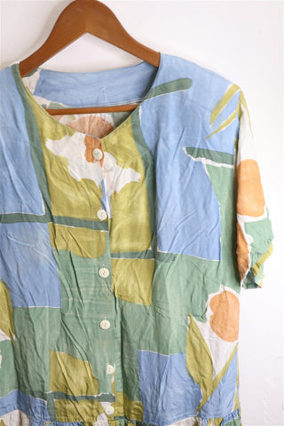 שמלת וינטיג צבעונית בגזרה ישרה - L-XL