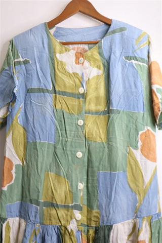 שמלת וינטיג צבעונית בגזרה ישרה - L-XL