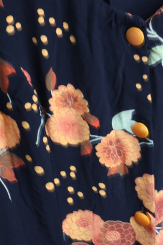 שמלת וינטיג פרחונית בשחור - M