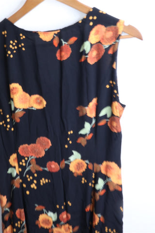 שמלת וינטיג פרחונית בשחור - M