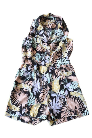 אוברול רטרו פרחוני בשחור-S-M