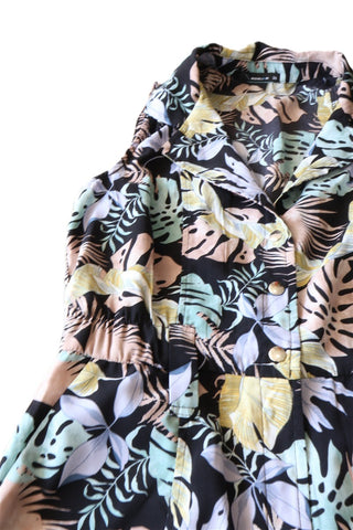 אוברול רטרו פרחוני בשחור-S-M