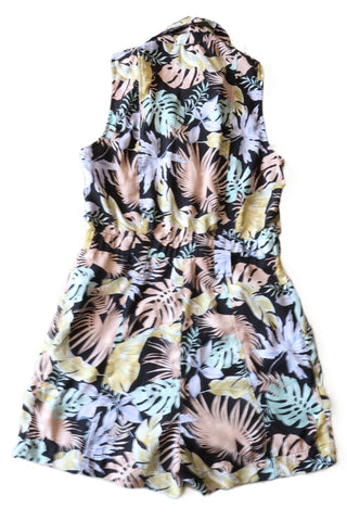 אוברול רטרו פרחוני בשחור-S-M