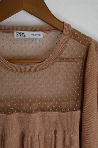 חולצה נשפכת עם רשת ZARA בכאמל - S-M