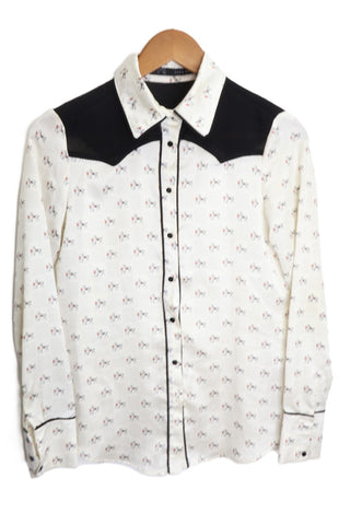 חולצת בוקרים ZARA סוסים בשמנת - XS-S