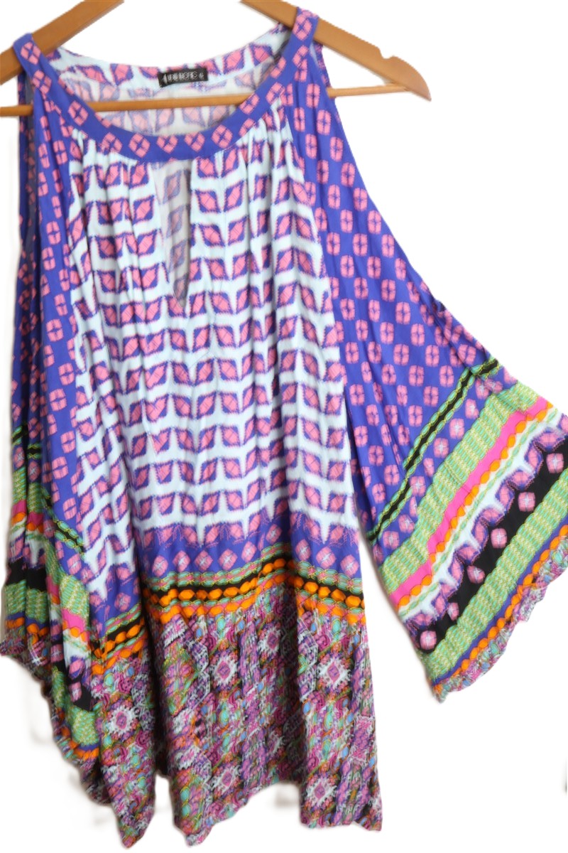 חולצה אתנית נשפכת בכחול - XL-XXL, תמונה 3