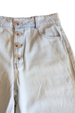 מכנסי ג'ינס מתרחבים  ZARA בתכלת לבן - S-M
