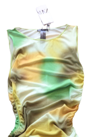 שמלת רשת חדשה בצהוב חרדלי - L-XL