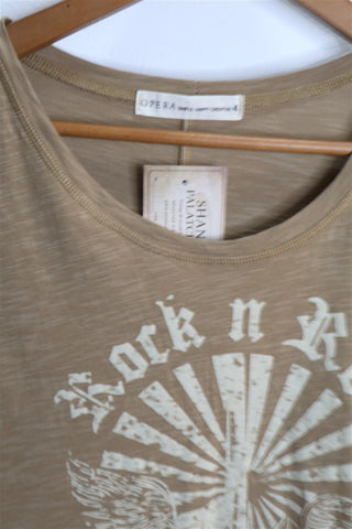 חולצת טי שרט בסגנון וואש עדין בכאמל - L-XL