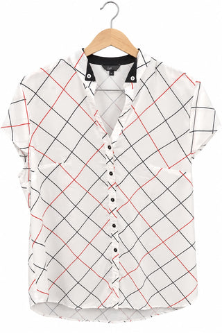חולצת משבצות בלבן- L-XL