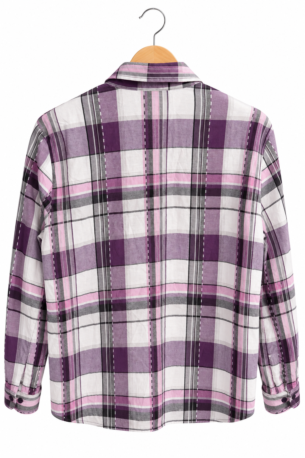 חולצת וינטיג משובצת בסגול ולבן- L-XL, תמונה 2