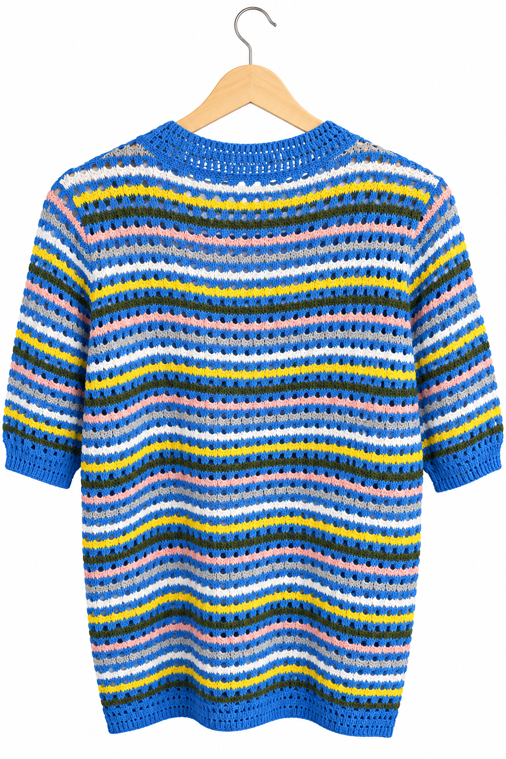 חולצת סריג רשת צבעוני בכחול- M-XL, תמונה 3