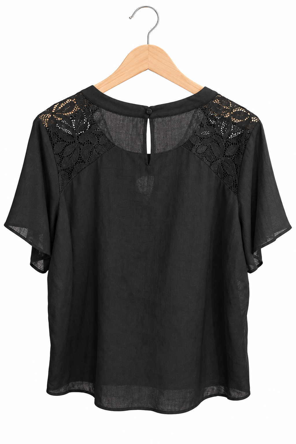 חולצה נשפכת עם תחרה בשחור- L-XL, תמונה 5