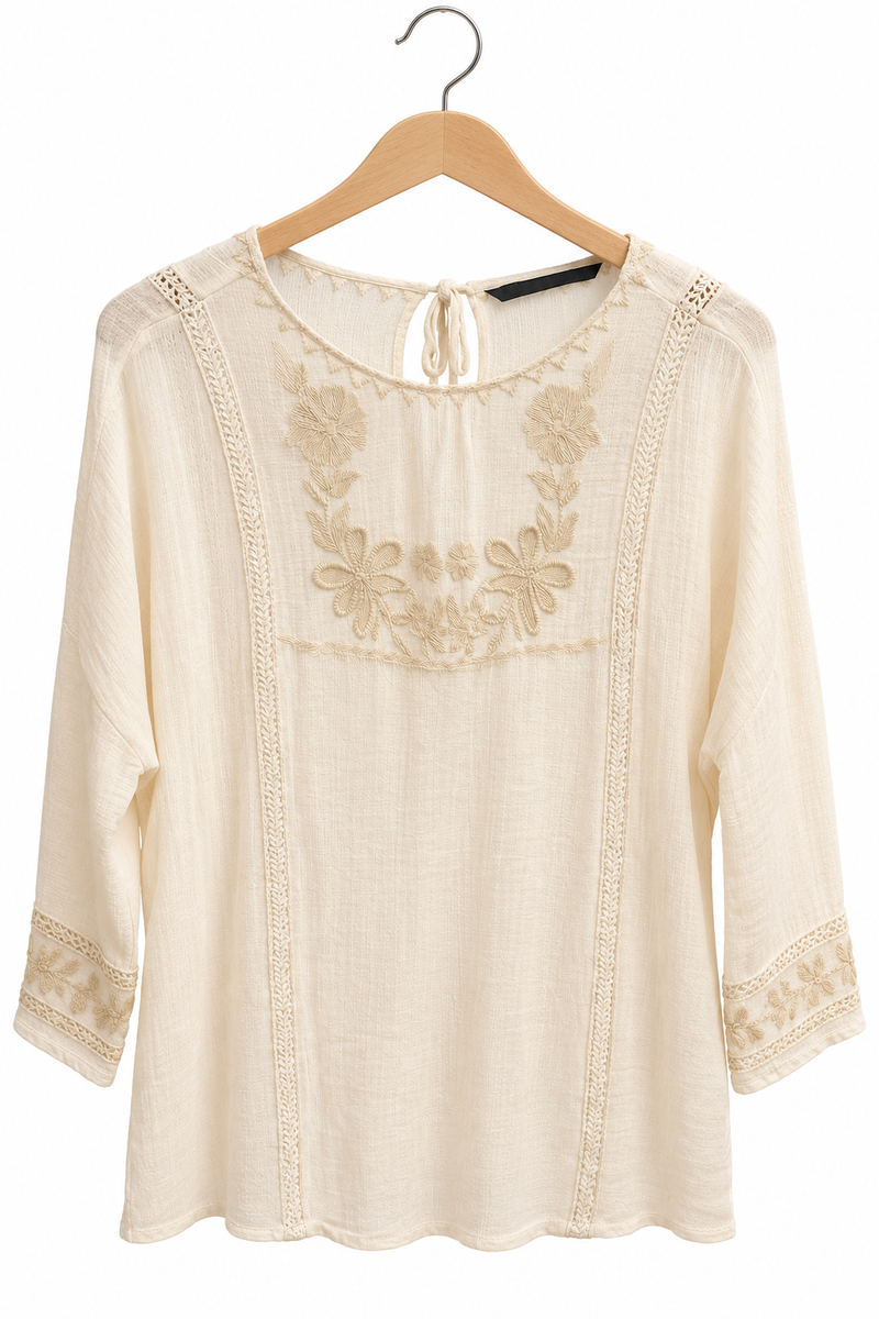 חולצת טוניקה רומנטית  ZARA נשפכת בשמנת- M-XL
