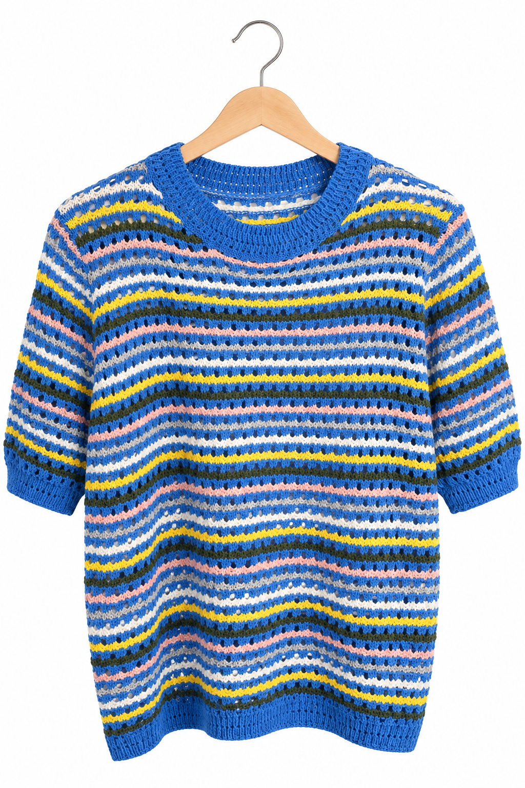 חולצת סריג רשת צבעוני בכחול- M-XL, תמונה 1