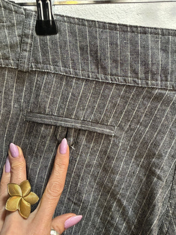מכנסי וינטיג פסים באפור - L