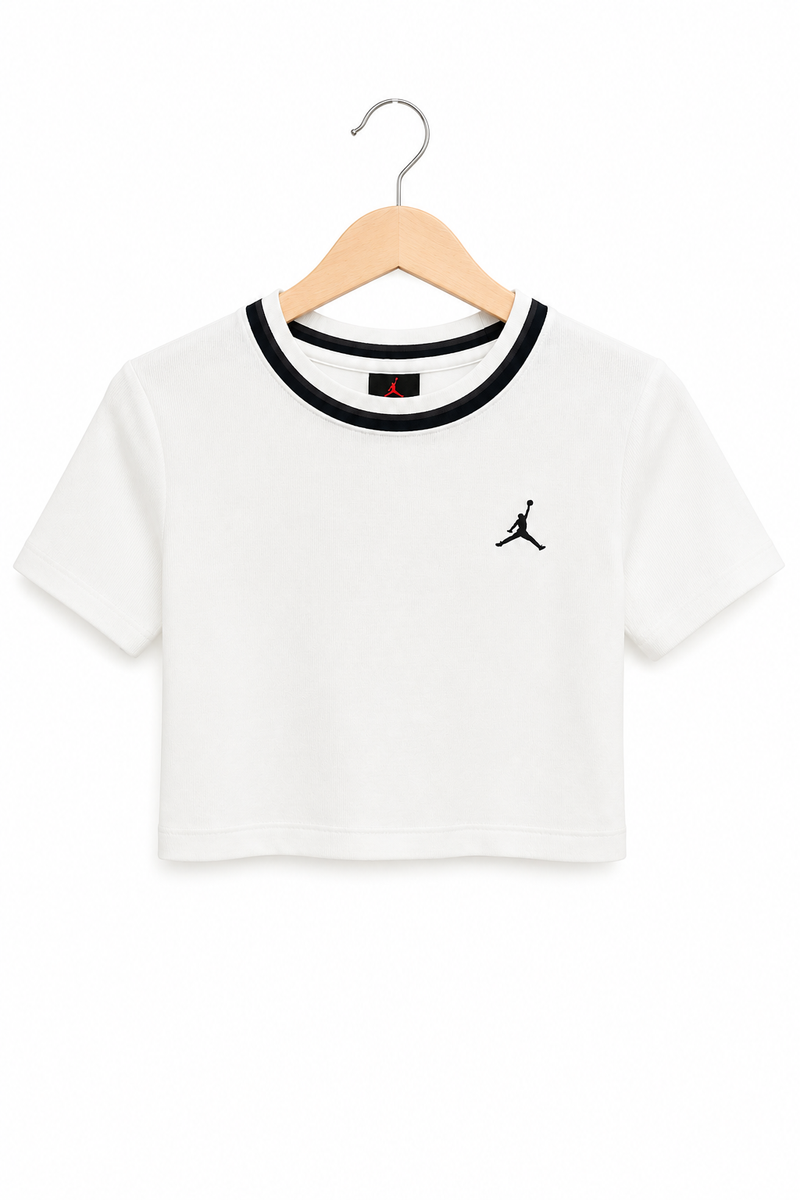 חולצת קרופ JORDAN ספוריבית בלבן- XS-S