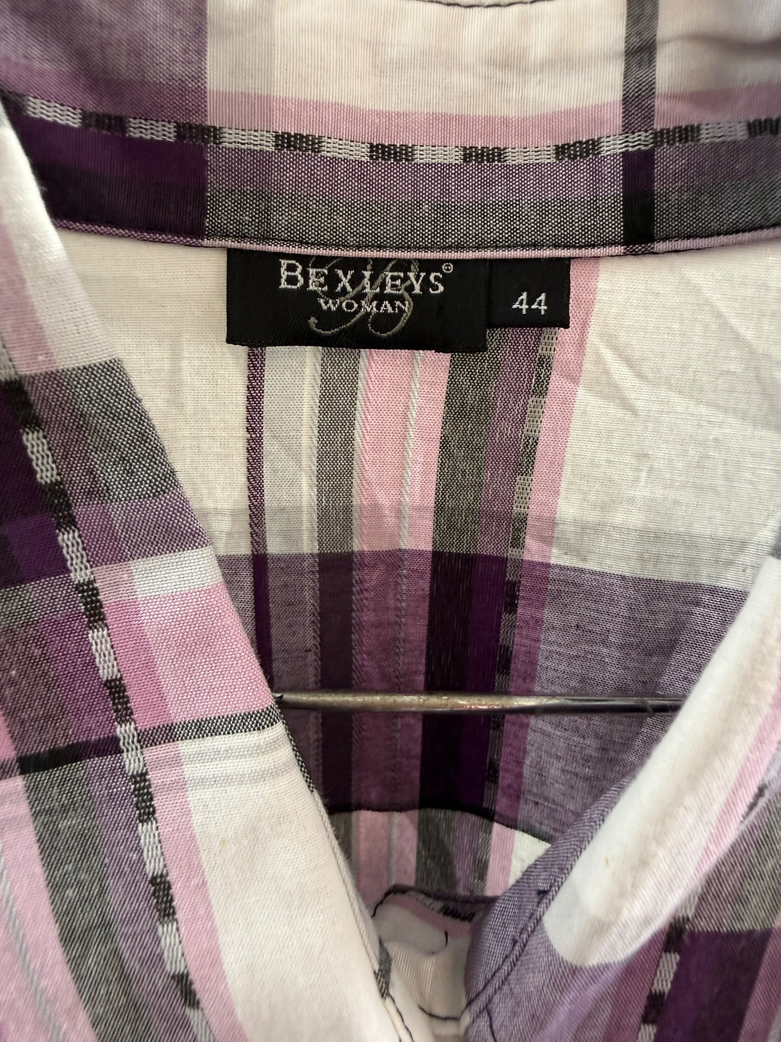 חולצת וינטיג משובצת בסגול ולבן- L-XL, תמונה 4
