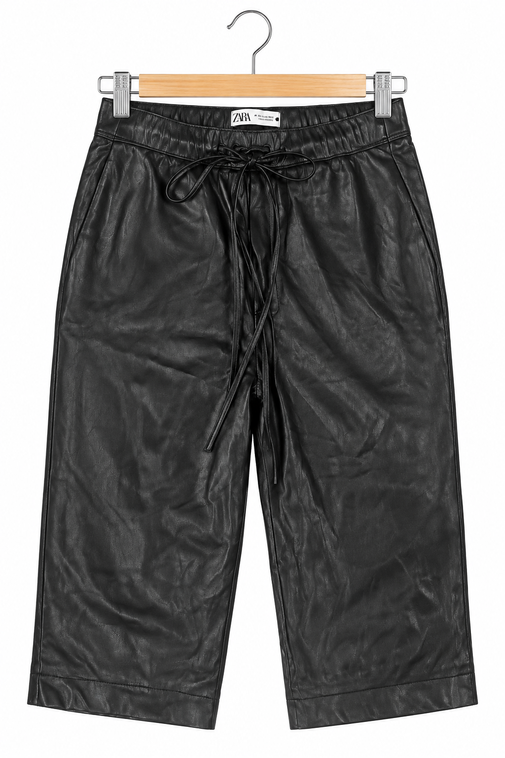 מכנסים דמוי עור 7/8 ZARA בשחור- XL-L