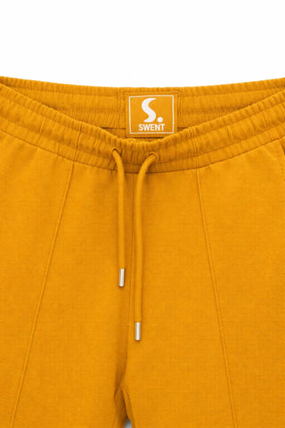 מכנסי פוטר ספורטיביים בחרדל צהוב - M