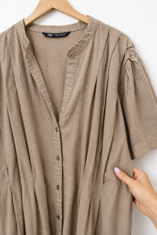 שמלת קזואל פשתן ZARA בכאמל-XL