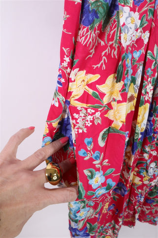 שמלת וינטיג פרחונית בורוד- M-L