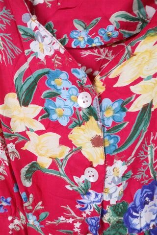 שמלת וינטיג פרחונית בורוד- M-L