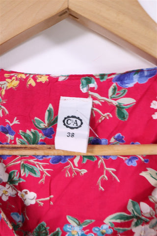 שמלת וינטיג פרחונית בורוד- M-L