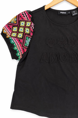 חולצה מעוצבת DESIGUAL בשחור- L-XL