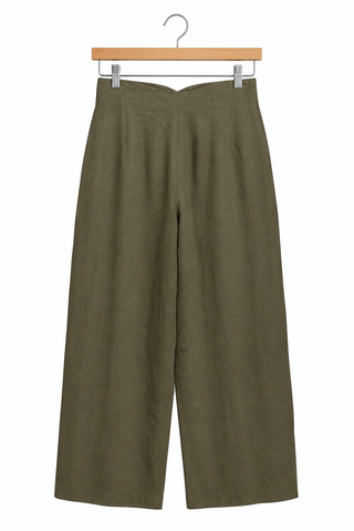 מכנסי פשתן בירוק בקבוק ZARA בירוק- XS
